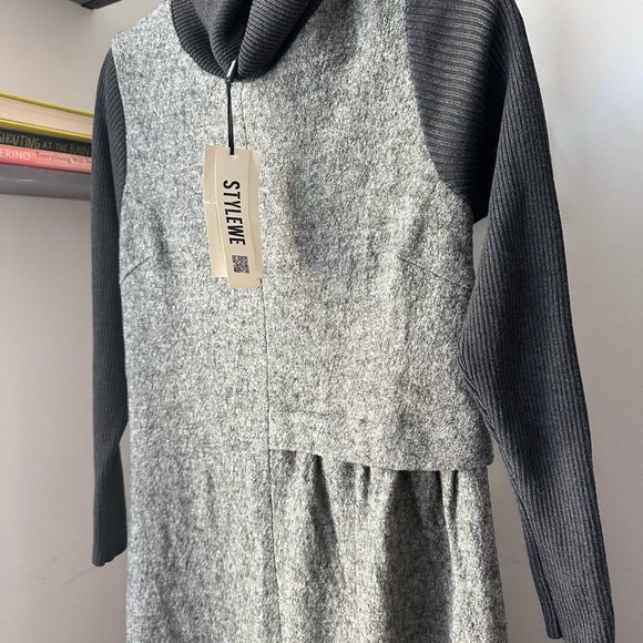STYLEWE MISSLOOK FANNY WIZ Turtleneck Shift Wool Casual Sweater Dress 6 gray NEW - Picture 8 of 9